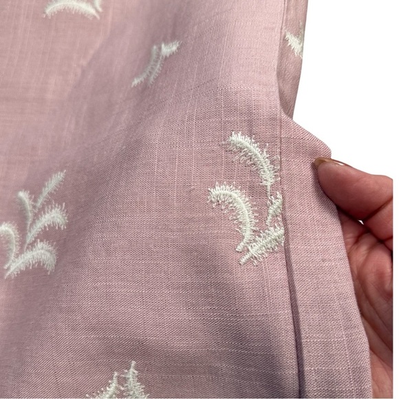 NWT Elie Tahari Womens Linen Blend Pants Wide Leg Embroidered Soft Mauve Size 2 - Picture 6 of 11